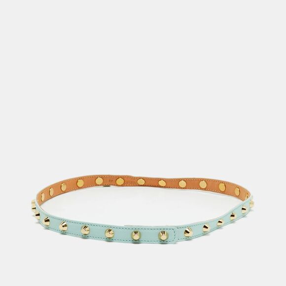 VersaceLight Blue Leather Studded Wrap Around Bracelet